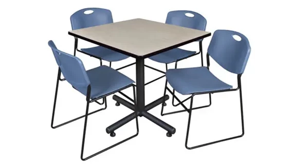 Cafeteria Table 36in Square with 4 Stack Chairs