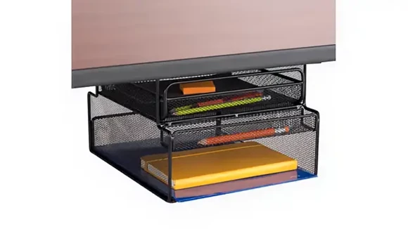 Sit-To-Stand Desktop Organizer 10in W x 12in D with Wire Mesh Under Desk