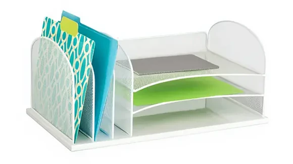 Desktop Organizer 20in W x 12in D with Wire Mesh Organizers