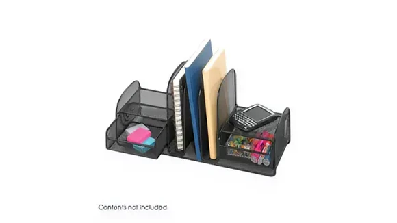 Desktop Organizer 17in W x 7in D with Wire Mesh Organizers