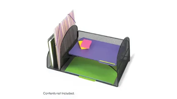 Desktop Organizer 17in W x 11in D with Wire Mesh Organizers