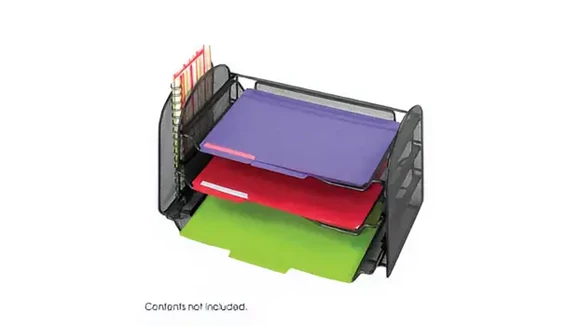 Desktop Organizer 16in W x 9in D with Wire Mesh Organizers