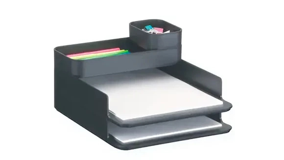Desktop Organizer 10in W x 12in D with Large Supply Storage Tray