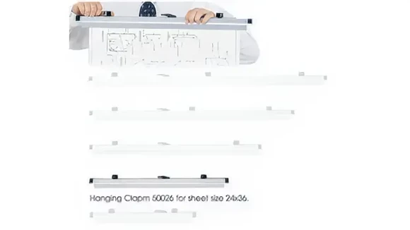Literature Organizer 25in W x 1in D x 3in H with Vertical Hanging Clamps