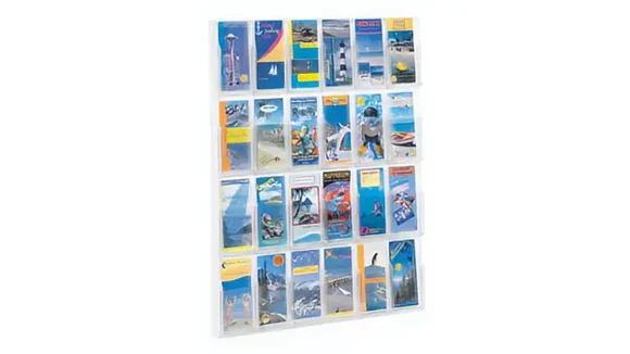Literature Organizer 30in W x 2in D x 41in H with Holds 24 Pamphlets