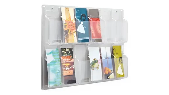 Literature Organizer 30in W x 2in D x 21in H with Holds 12 Pamphlets