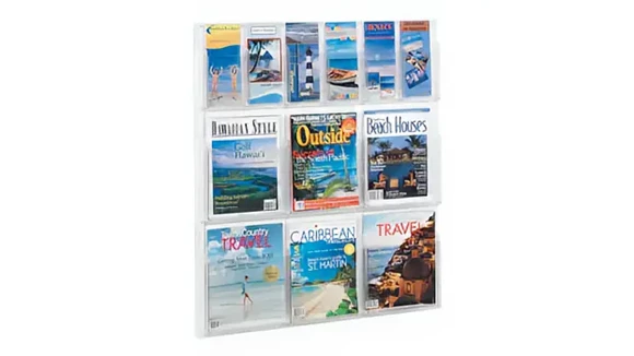 Literature Organizer 30in W x 2in D x 35in H with Wall Mountable