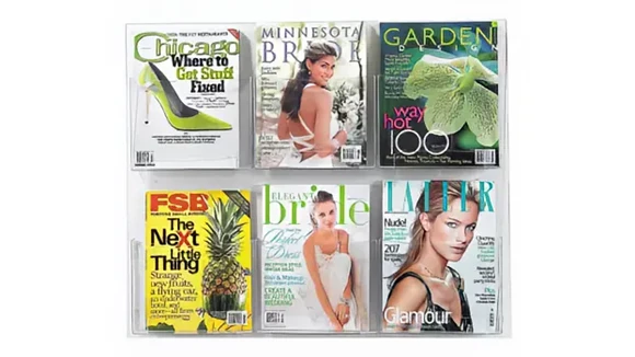 Magazine Display 29in W x 3in D x 24in H with Holds 6 Magazines