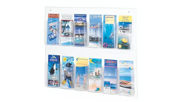 Literature Organizer 29in W x 3in D x 24in H with Holds 12 Pamphlets
