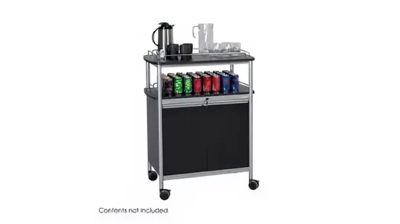 Mobile Beverage Cart 34in W x 22in D x 43in H with Open and Closed Storage