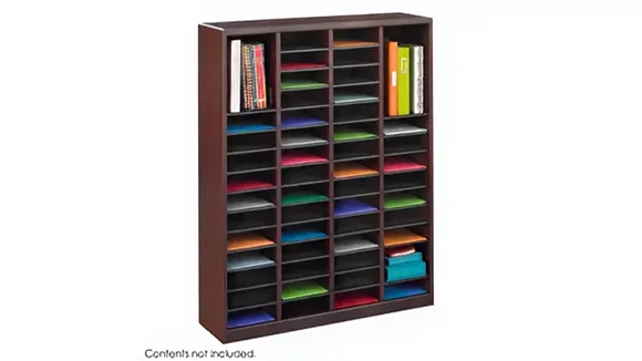 Compartment Literature Organizer 40in W x 12in D x 52in H with Radius Corners