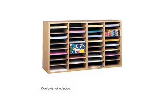 Wood 36 Compartment Literature Organizer