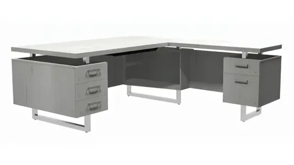 L-Desk 72in W x 78in D with 2 Pedestals