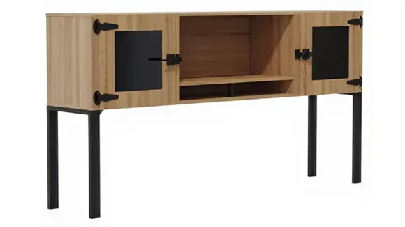 Desk Hutch 72in W x 15in D x 38in H with Glass Doors