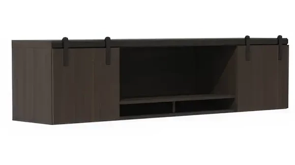72” Wall-Mounted Hutch with Sliding Wood Doors