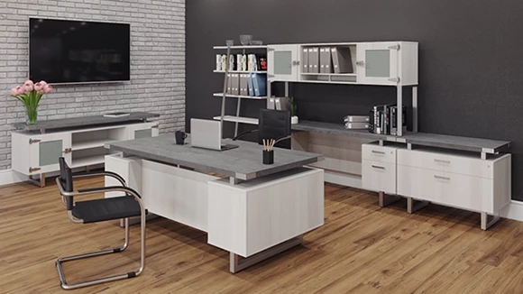 Office Suite with Desk and Credenza