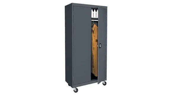 Mobile Wardrobe Cabinet 46in W x 24in D x 78in H with Heavy Duty Caster Base