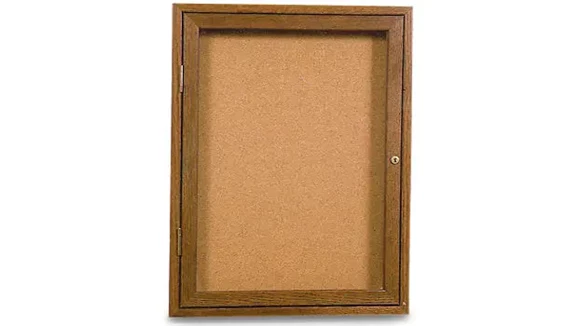 24in x 36in Oak in Door Enclosed Corkboard