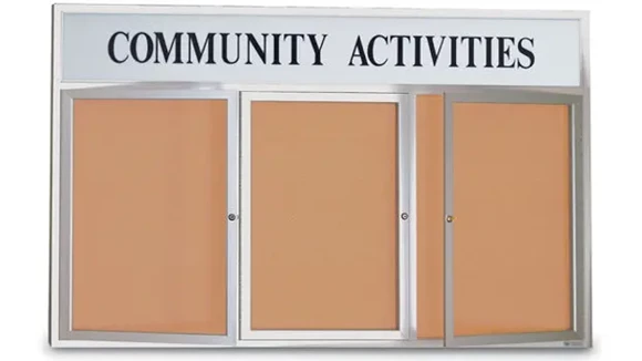 Bulletin Board 96in W x 2in D x 48in H with Shatter Resistant Acrylic Windows
