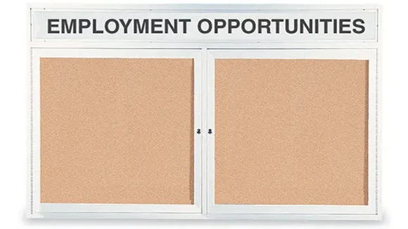 Bulletin Board 42in W x 2in D x 32in H with Shatter Resistant Acrylic Windows