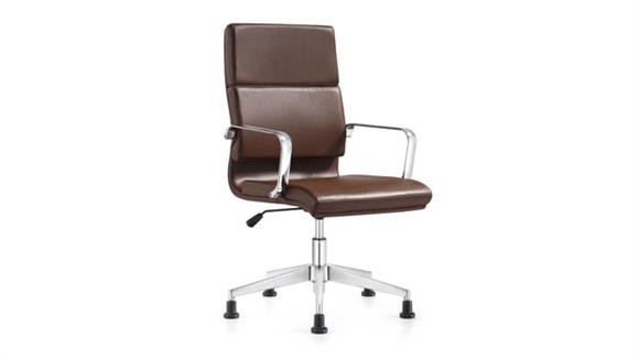 Leather Swivel Side Chair with Glides