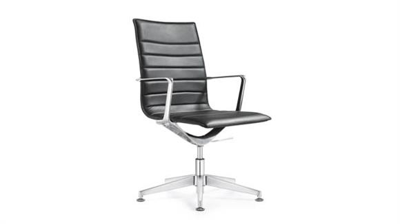 Leather Side Swivel Chair with Glides