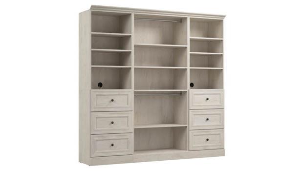 Bestar Versatile 36 Corner Engineered Wood Closet Organizer in Linen White Oak