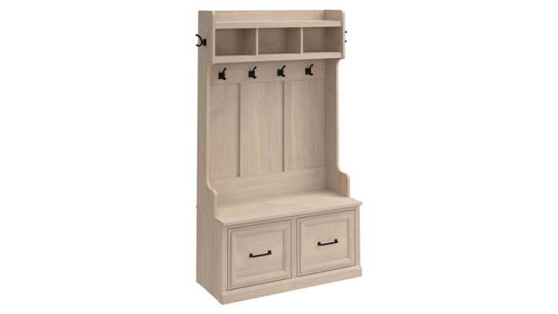 Bush Furniture Full Entryway Storage Set with Hall Tree, Shoe Bench with Doors and Cabinets