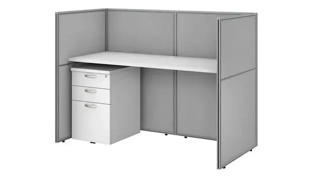 Pure White Laminate / Gray Fabric Panels