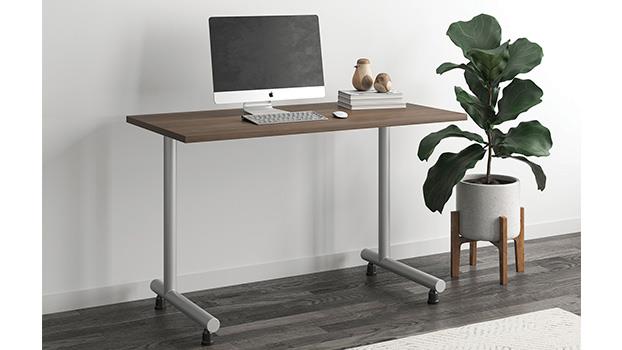 Modern Walnut Top / Silver Legs