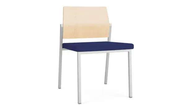 Cobalt Open House Fabric / Silver Finish / Natural Maple