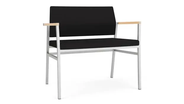 Black Open House Fabric / Silver Finish / Natural Maple Armcaps