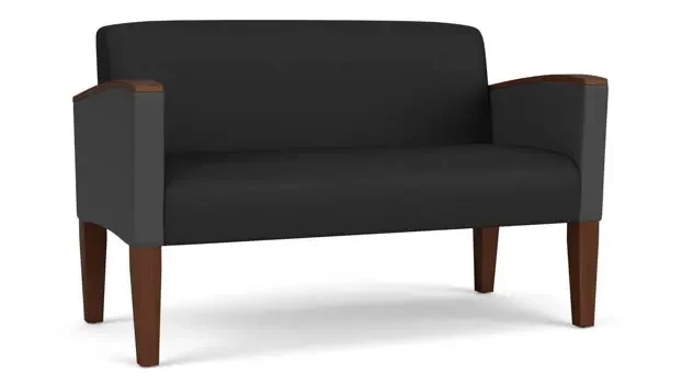 Black Dillon Polyurethane / Graphite Dillon Polyurethane / Wood Legs, Walnut