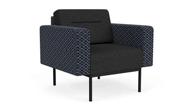 Night Sky Fabric Arms/Panel - Black Vinyl Seat/Back - Black Frame