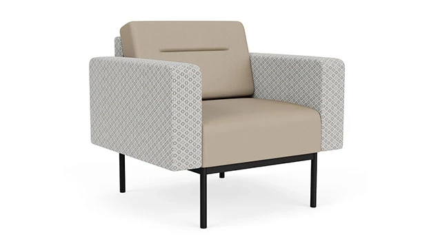 Frost Fabric Arms/Panel - Concrete Vinyl Seat/Back - Black Frame