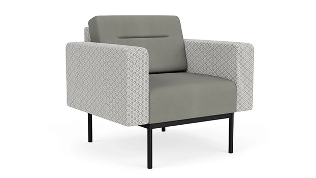 Frost Fabric Arms/Panel - Dove Vinyl Seat/Back - Black Frame