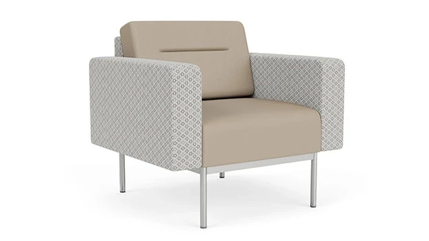 Frost Fabric Arms/Panel - Concrete Vinyl Seat/Back - Silver Frame