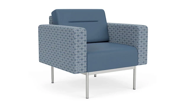 Rain Song Fabric Arms/Panel - Titan Vinyl Seat/Back - Silver Frame