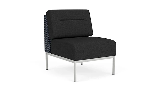 Night Sky Fabric Back Panel - Black Vinyl Seat/Back - Silver Frame