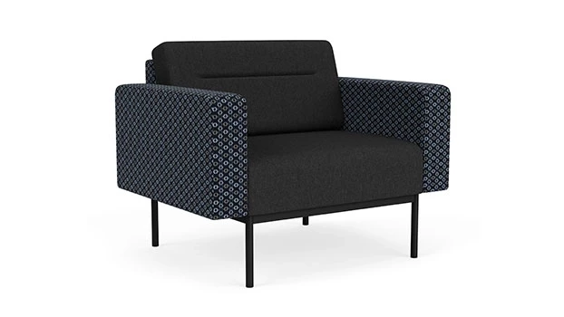 Night Sky Fabric Arms/Panel - Black Vinyl Seat/Back - Black Frame