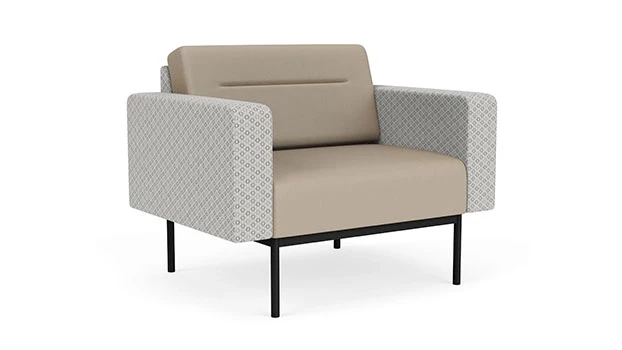 Frost Fabric Arms/Panel - Concrete Vinyl Seat/Back - Black Frame