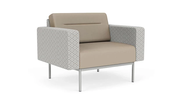 Frost Fabric Arms/Panel - Concrete Vinyl Seat/Back - Silver Frame