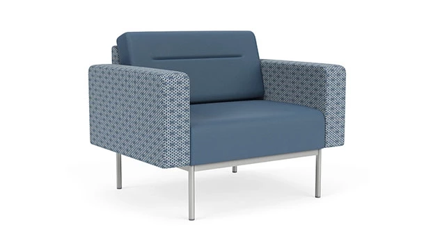 Rain Song Fabric Arm/Panel - Titan Vinyl Seat/Back - Silver Frame