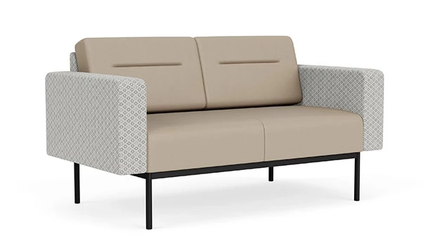 Frost Fabric Arms/Panel - Concrete Vinyl Seat/Back -Black Frame