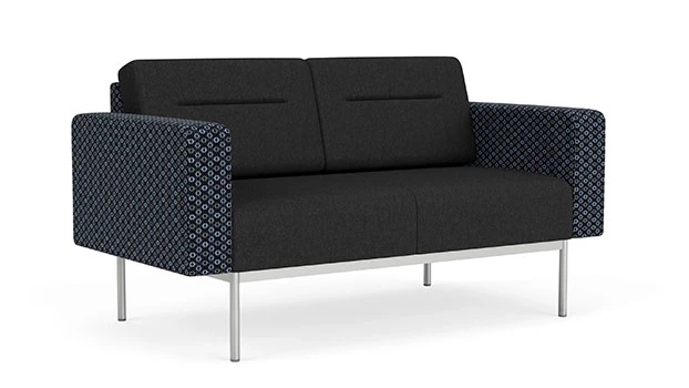 Night Sky Fabric Arms/Panel - Black Vinyl Seat/Back - Silver Frame