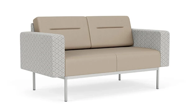 Frost Fabric Arms/Panel - Concrete Vinyl Seat/Back -Silver Frame