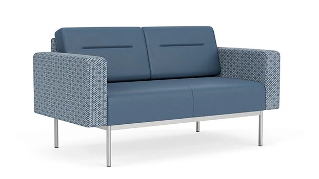 Rain Song Fabric Arms/Panel - Titan Vinyl Seat/Back - Silver Frame