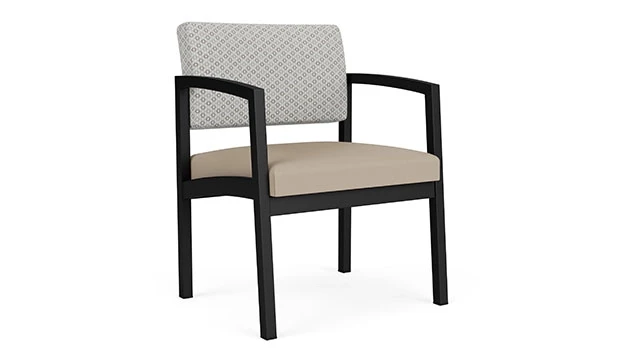 Frost Fabric Back - Concrete Vinyl Seat - Black Frame
