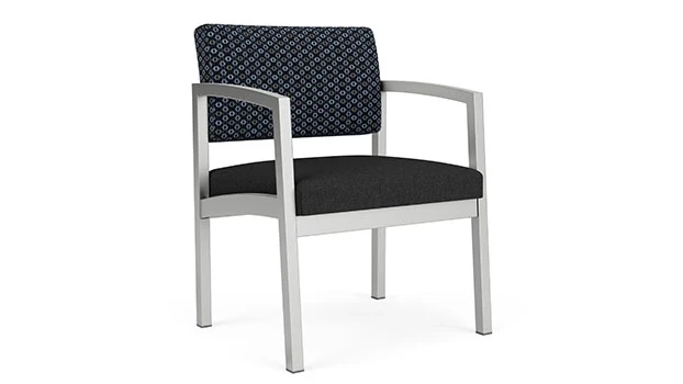 Night Sky Fabric Back - Black Vinyl Seat - Silver Frame