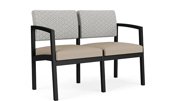 Frost Fabric Back - Concrete Vinyl Seat - Black Frame